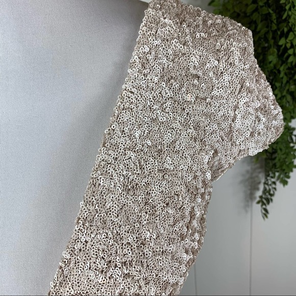 Dress The Population Zoe Sequin Minidress Cream Beige Womens Small - Picture 5 of 11